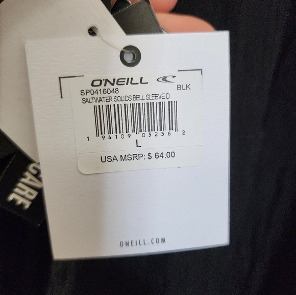 O’Neill Saltwater Solids Bell Sleeve Coverup Tunic Dress in Black size Large - Picture 6 of 7